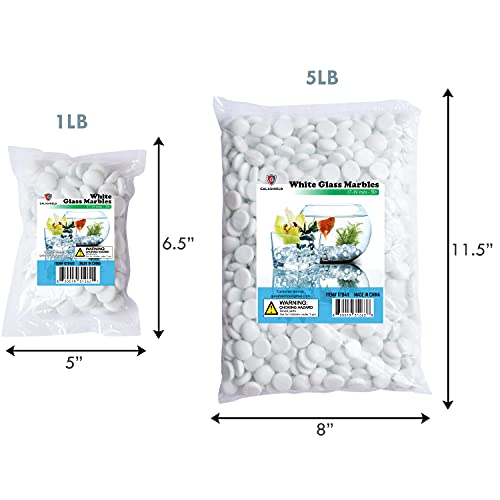 Galashield Flat Glass Marbles for Vases White Glass Gems Beads Pebbles Vase Filler (1 LB, Approx. 105 PCS) - color: White, size: 1 LB