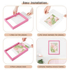 MUYE 10x10 Floating Frame Set of 2,Double Real Glass Square Photo Frame,Display Any Size Photo up to 10x10,Wall Mount or Tabletop Standing,Pink - color: Pink, size: 10x10