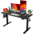 TIQLAB Standing Desk 55 x 24 inch, Electric Height Adjustable with Splice Board, Stand Up Desk, Sit Stand Desk Computer Desk for Home Office, Black Frame/Black Top - color: Black, size: 55*24 inch