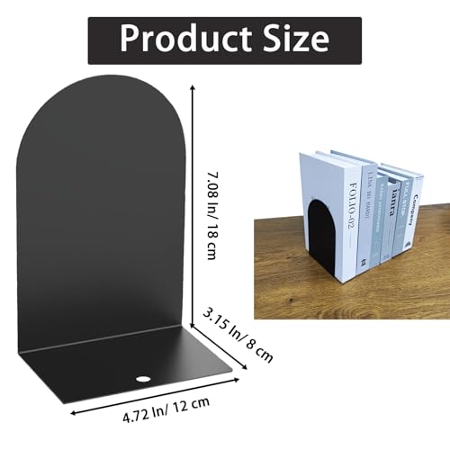 MerryNine Metal Book Ends, 8 Pack Black Bookends for Shelves, Book Holder for Heavy Books, Book End for Kids Books, Decoration Bookend for Home Office (8, Black) - color: Black