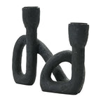 Bloomingville Decorative Resin Double Taper Candle Holder, Black - color: Black