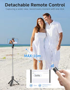 Portable Selfie Stick, 4 in 1 Extendable Phone Tripod Stand with Detachable Wireless Remote & Phone Holder 360° Rotating Mini Travel Tripod Compatible with iPhone 16/15/14/13 Pro/Android/Gopro - style: Black