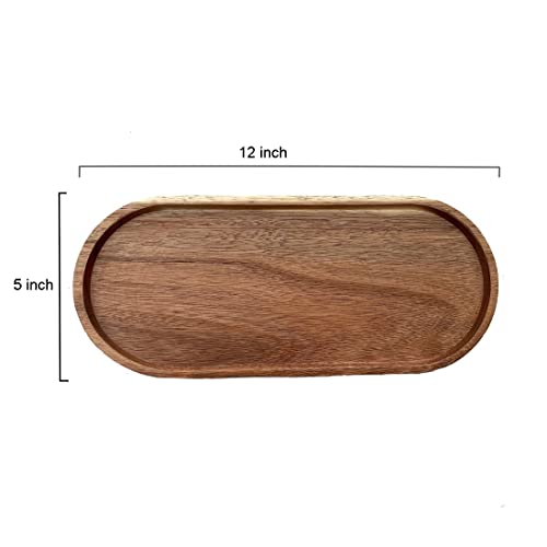 12inch Wooden Vanity Bathroom Trays, Farmhouse Wood Perfume Tray Home Rustic Decor Plate, Kitchen Counter Top Storage, Rectangular Sink Organizer Tray for Soap Bottle - color: Round