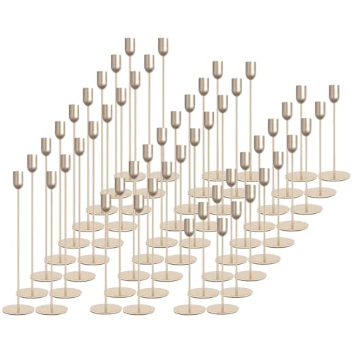 54 Pcs Glod Candle Holders Set,Vintage Taper & Pillar Candle Sticks for Wedding,Dining Table, Fireplace Mantel, Elegant Home Decor, Housewarming Gift, Festive Centerpiece - color: Gold, size: 54 pcs