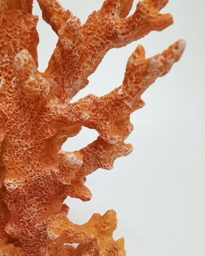 Lifelike Coral Reef Sculpture Statue - Handmade Resin Ocean Decor for Aquarium, Desk, Bathroom, Shelf - Coastal Beach Nautical Theme Gift for Home & Office - color: Orange