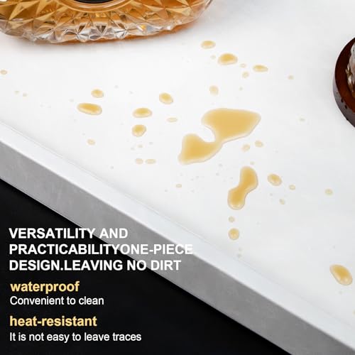 25x18 inches Leather Ottoman Serving Tray with Hole Handles, Rectangle Large Modern Service Tray for Living Room, Coffee Table, Bed, Tea, Food, Butler Countertop, Kitchen, Dinner, Picnic (White) - color: White, size: 25" x 18" x 2"