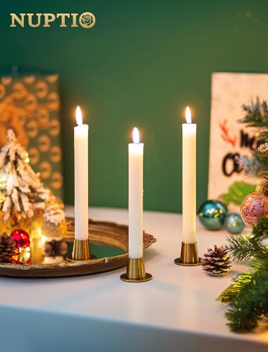 NUPTIO Gold Candlestick Holder Bulk: Set of 12 Brass Small Taper Candle Stick Holders - Short Modern Metal Candleholder for Thanksgiving Christmas Holiday Decor - size: Style 2