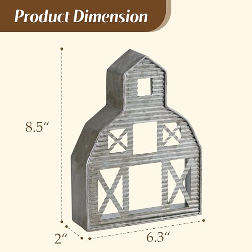 Barn Shaped Tea Light Holder Farmhouse Galvanized Metal Candle Holder Vintage Barn Decor for Table Centerpiece - 6.3" x 1.97" x 8.46" - size: Barn 2
