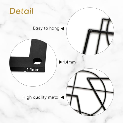 SIGNLEADER Metal Wall Decor Linear Abstract Picasso Minimalist Modern Luxury Wall Sculpture Hangings 3D Statue Home Decoration for Living Room, Bedroom, Bathroom, Kitchen, Fireplace, Office - 18" Black - color: Gry09-2405-m09, size: 18" Black