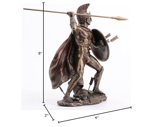 VERONESE DESIGN 8.5" Tall King Leonidas Greek Warrior of Sparta Cold Cast Bronzed Resin Sculpture Statue - size: 8.5inch