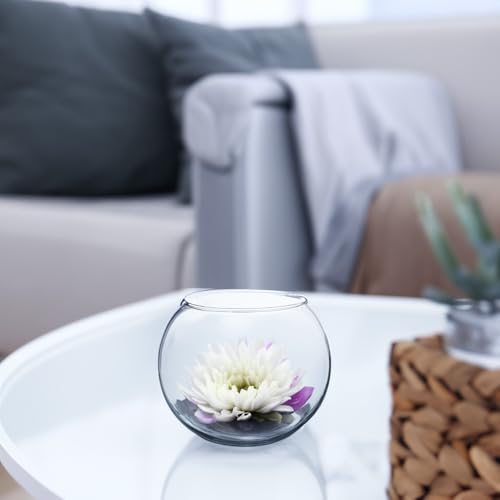 WGVi Clear Glass Tea Light Votive Candle Holder, Width 3", Height 2.5", Small Globe Bubble Bowl Round Vase, Tabletop Décor Container Terrarium, 1 Piece