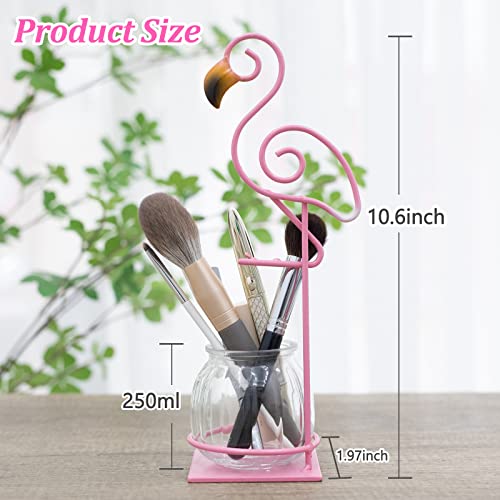 Desktop Glass Planter Vase Holder, esktop Glass Planter Hydroponics Vase，Metal Flamingo Plant Terrarium， Stand for Plants Creative Decorations for Home Patio Lawn Garden - color: Pink Flamingo