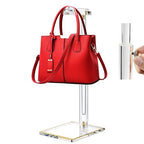 Acrylic Purse Display Stands, 14"-24" Adjustable Height Handbag Holder, Clear Purse Rack Stands for Closet Retail, Durable Gold Trim Hanging Bag Wallet Jewelry Necklace Organizer Stand(PATENT PENDING) - size: 1-Pack, L (13.5"-24")