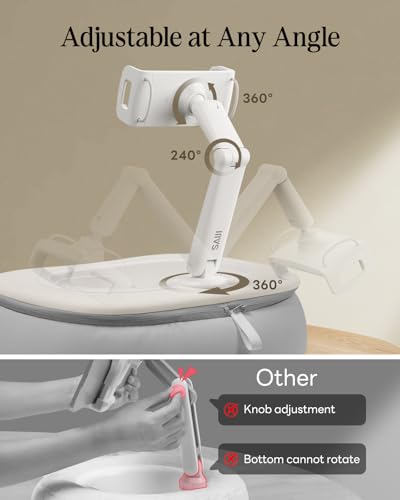 SAIJI Tablet Pillow Stand for Bed, Stable iPad Holder with Food-Grade Snack Bowl, Adjustable Kindle Pillow Stand for Reading, Suit for 4.7-15.6" Kindle,iPad,iPhone,Tablet,Gray - color: Gray