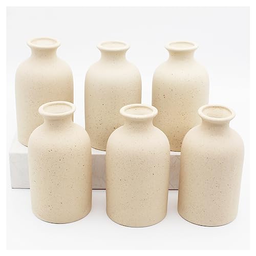 YANLING 6 Pack Light Yellow Small Vase for Flowers, 5 inch Modern Ceramic Vases for Pampas Grass Simple Shelf Vase, Boho Vases for Home Decor, Wedding Dinner Table Party Office Bedroom - color: Light Yellow-a, size: 6 Pack-Small