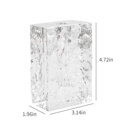 Crystal Flower Vase with Glacial Texture,Heavy Duty Large Clear Vase for Dining Table Kitchen Office Home Shelf Display Wedding Living Room Centerpieces - color: M-cv267-s