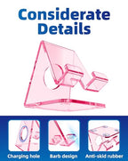 TOPGO Acrylic Cell Phone Stand, Clear Phone Holder for Office Desk, Vanity, Kitchen Counter, Bedside Table, Compatible with iPhone 17 16 15 14 13 12 Pro Max Plus/Smartphones/iPad/Switch/Kindle(Pink) - color: Clear Pink