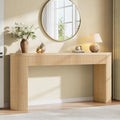 Itaar 63" Fluted Console Table with 2 Drawers, Modern Entryway Table with Storage, Long Sofa Table Behind Couch for Living Room, Hallway, Couch, Foyer, Oak - color: Oak