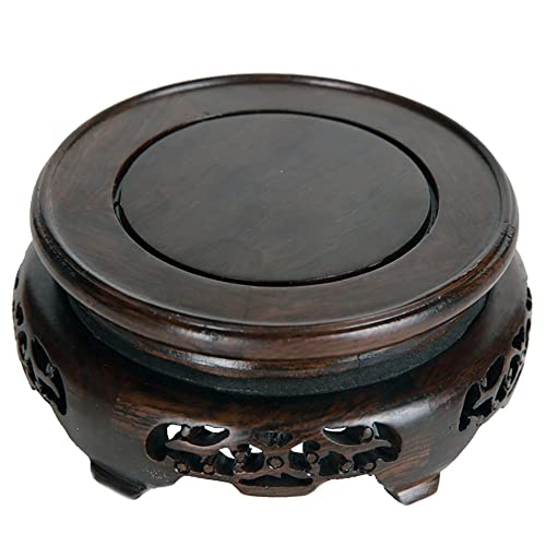 GOLDY&WENDY Circular Wooden Home Decoration Display Stand Black Sour Wood Vase Plant Buddha Statue Sculpture Fishbowl Pedestal Stand（6.9''Inside Diameter） - size: 6.9''Inside Diameter