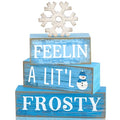 Yuntau 4 Pcs Winter Wooden Tabletop Decor Christmas Snowflake Tiered Tray Decor Rustic Wood Block Sign Gift Winter Centerpiece for Shelf Office Farmhouse Table Frozen Birthday Party Decoration - style: Snowflake