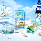 4Pcs Marine Taxidermy in Resin, Interesting Square Marine Microlandscape Specimen Set for Back-to-School Gift Oddities Paperweights Scientific Education Supplies（1.57x1.57 inch） - color: Marine Animals A