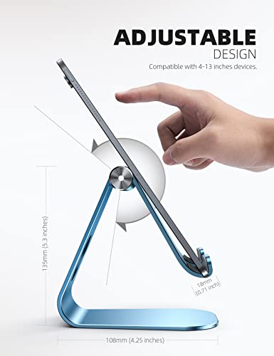Lamicall Tablet Stand, Adjustable Tablet Holder - Desktop Stand Dock Holder Gifts Compatible with 4-13" Tablets Such as iPad Pro 11, 9.7, 10.5, 12.9 Air Mini, Kindle, Tab, iPhone Air 17 Pro Max, Blue - color: Blue