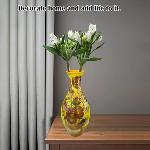 3D Puzzle Vase Unique Flower Vase for Adults Made by 160 Curved Plastic Puzzle, Relax Puzzles for Adults, DIY Jigsaw Creative Gift for Parents & Housewarming - color: Sunflower