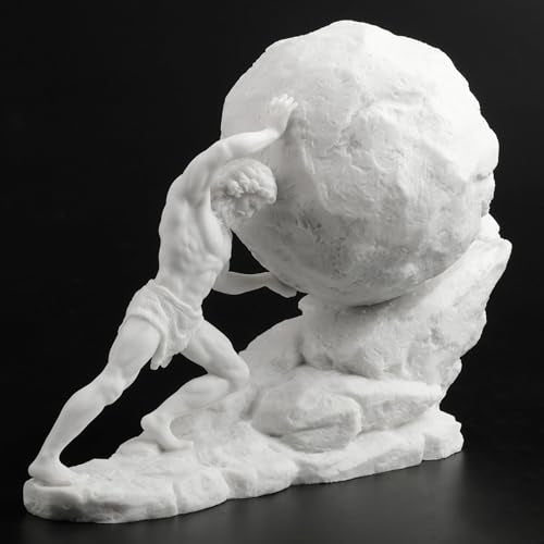 Veronese Design 8 1/8 Inch Sisyphus Pushing The Eternal Boulder Resin Statue Marble White Finish Home Decor Sculpture Greek and Roman Collectible - color: Marble White Finish