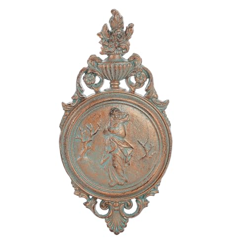 Sungmor Ornate Cast Iron Wall Art Plaque – Classical Woman Relief in French Country Style, Decorative Wall Sculpture - Vintage Hanging Décor for Home, Garden, or Patio – Rustic Black Finish - color: Red Copper & A