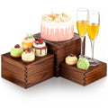 3 Pack Wood Cake Cupcake Stand Buffet Risers, Wooden Display Stand Wood Display Riser, Square Food Display Risers for Party Wedding Birthday Home (6" 7" 8") - color: Brown 3pcs (6" 7" 8")