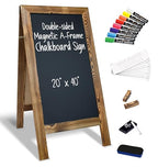 Better Office Products Magnetic A-Frame Chalkboard Sign, Extra Large 20" x 40", Standing Chalkboard Easel, Deluxe Set with Multiple Accessories, Outdoor Sidewalk Sandwich Board Sign,(Rustic Brown) - style: Rustic Brown