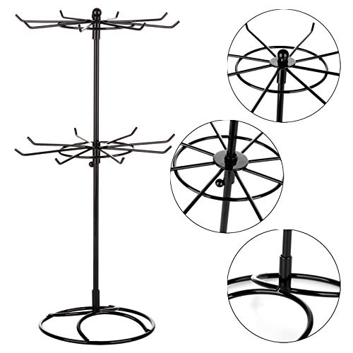 2 Tier Jewelry Display Holder,Retail Spinner Display Stand,Rotating Bracelet Storage Rack,Dressing Table,Black - color: Black 1Pcs