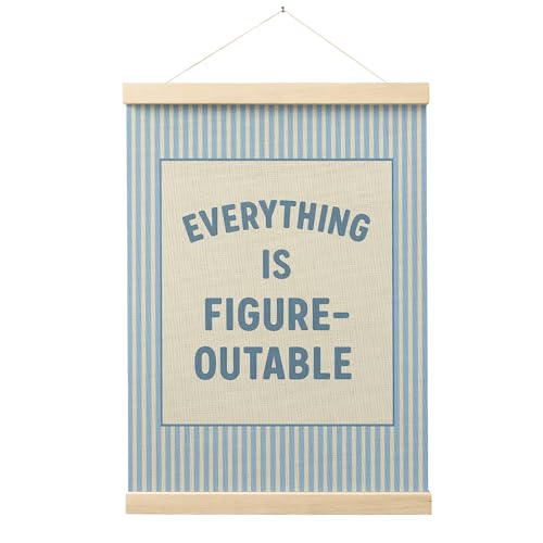FGFK Preppy Blue Everything Is Figureoutable Inspirational Wall Art Poster Hanger Frame, Trendy Blue Striped Positive Affirmations Canvas Prints Framed Wall Decor for Girls Bedroom Dorm, 12x16 Inch - color: Preppy Blue