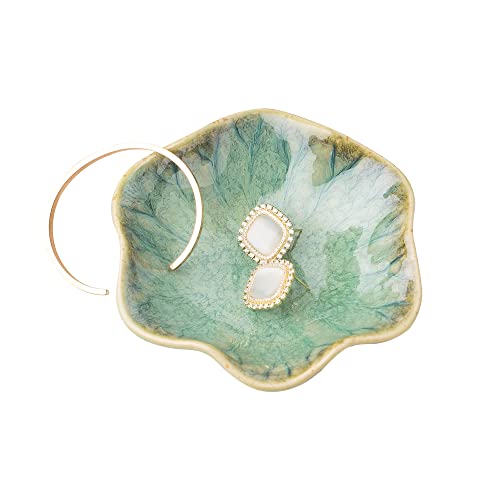 Mecaikru Ring Dish, Ceramic Trinket Tray, Small Dish for Jewelry, Key Bowl, Ring Tray for Jewelry, for Friends Sisters Daughter Mother - color: Jade Green