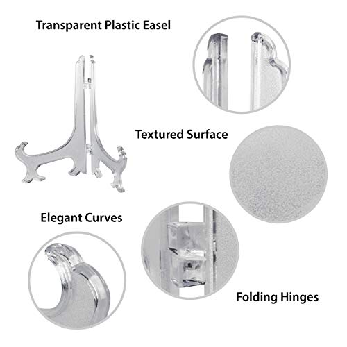 Super Z Outlet Clear Plastic Easels or Stand/Plate Holders to Display Pictures, Placecards, or Other Items at Weddings, Home Decoration, Birthdays, Tables (12 Pack) (8.5 Inch) - size: 8.5 Inch