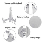 Super Z Outlet Clear Plastic Easels or Stand/Plate Holders to Display Pictures, Placecards, or Other Items at Weddings, Home Decoration, Birthdays, Tables (12 Pack) (8.5 Inch) - size: 8.5 Inch