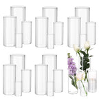 Fixwal 24pcs Clear Glass Cylinder Vases, 4, 6, 8, 10 Inch Tall Cylinder Vases for Centerpieces, Glass Flower Vase Floating Candle Holder Vase for Table Shelf, Party, Wedding, Home Decor - size: 24pcs
