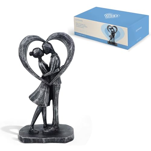 Couple Heart Resin Figurine, 8.1" H, Romantic Gifts for Him & Her, Faux Black Wrought Iron Finish, Engagement Anniversary Wedding Keepsake Home Decor ﻿ - style: Heart