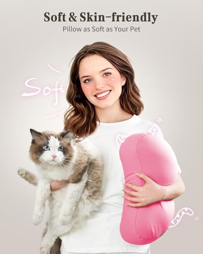 SAIJI Tablet Pillow Stand for Bed – iPad & Kindle Holder with Flexible Dual Axis Arm & Microbead Cushion, 360° Adjustable Lap Beanbag Phone Holder Fits Devices with 4.7"–15.6" Screens (Pink) - color: Pink