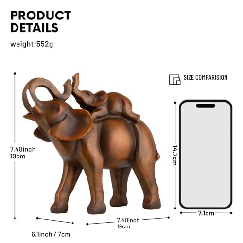 Wood-Grain Elephant Figurine, Mother and Baby Elephant Resin Statue for Home Decor, Animal-Themed Gift for Women, Mom, or Friends - color: Wood-grain Elephant