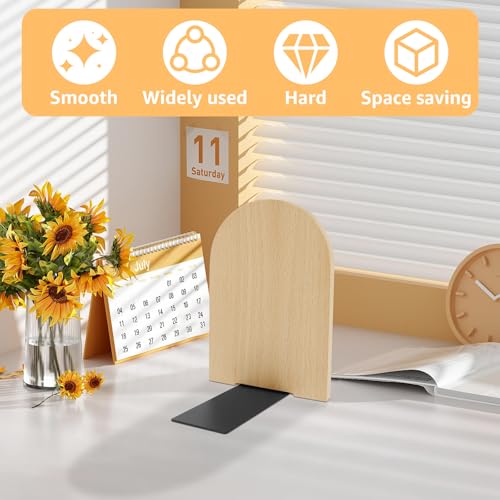 Wood Book Ends, Non Skid Desk Book Stands, Decorative Books Holder Creative BookStopper Sturdy Desk BookEnds to Hold Heavy Books Beech Bookend Supports for Office Home School(Beech) - color: Beech