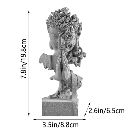 livelyfish Meditating Buddha Statue Zen Garden Statues Sandstone Thinker Buddha Sculpture Figurine for Fish Tank Aquarium Home Decorations, Gift (C) - size: C