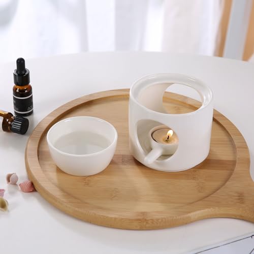 Essential Oil Burner for Scented Oil, Oil Warmer, Tealight Wax Melt Warmer, Candle Diffuser, Tea Light Holder, White - color: White