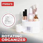Masirs 360° Rotating Makeup Organizer – Small Acrylic Cosmetic Storage Caddy, 5 Compartments, Mini Lazy Susan for Vanity, Bathroom, Skincare, Brushes & Lipsticks, Square White - color: Square White