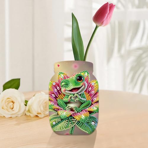 5D Diamond Painting Kit Vase, DIY Frog Diamond Art for Adult Beginners Acrylic Special Shaped Double-Sided Vase Handmade Crafts, Suitable for Home Living Room Desktop Decoration - color: Frog