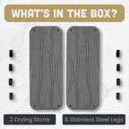 2pc Stone Drying Tray - Diatomite Sink Caddy Kitchen Sink Organizer - Water Absorbing Bathroom Counter - Absorbent Kitchen Soap Tray (Gray w Blk & Silver Feet) - color: Gray