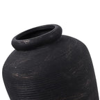 Large Ceramic Rustic Vase, 11" Black Terracotta Farmhouse Flower Vase, Modern Boho Pottery Decor for Living Room, Bathroom, Office, Shelf, Mantel
