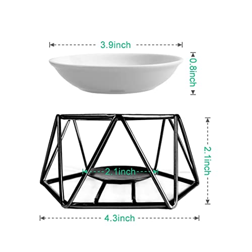 SXCHEN Delicate Romantic Hexagon Shaped Geometric Design Ceramic Tealight Candle Holder Oil Burner, Essential Oil Incense Aroma Diffuser Furnace Home Decoration Stylish Design Black Metal - color: Black