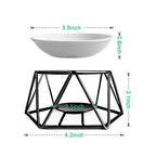 SXCHEN Delicate Romantic Hexagon Shaped Geometric Design Ceramic Tealight Candle Holder Oil Burner, Essential Oil Incense Aroma Diffuser Furnace Home Decoration Stylish Design Black Metal - color: Black