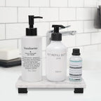 Bathroom Vanity Tray and White Marble Kitchen Soap Tray, Luxurious Small Accessory for Table/Countertop (Black-Rectangle, 8" x 4" x 1") - size: 8" x 4" x 1"